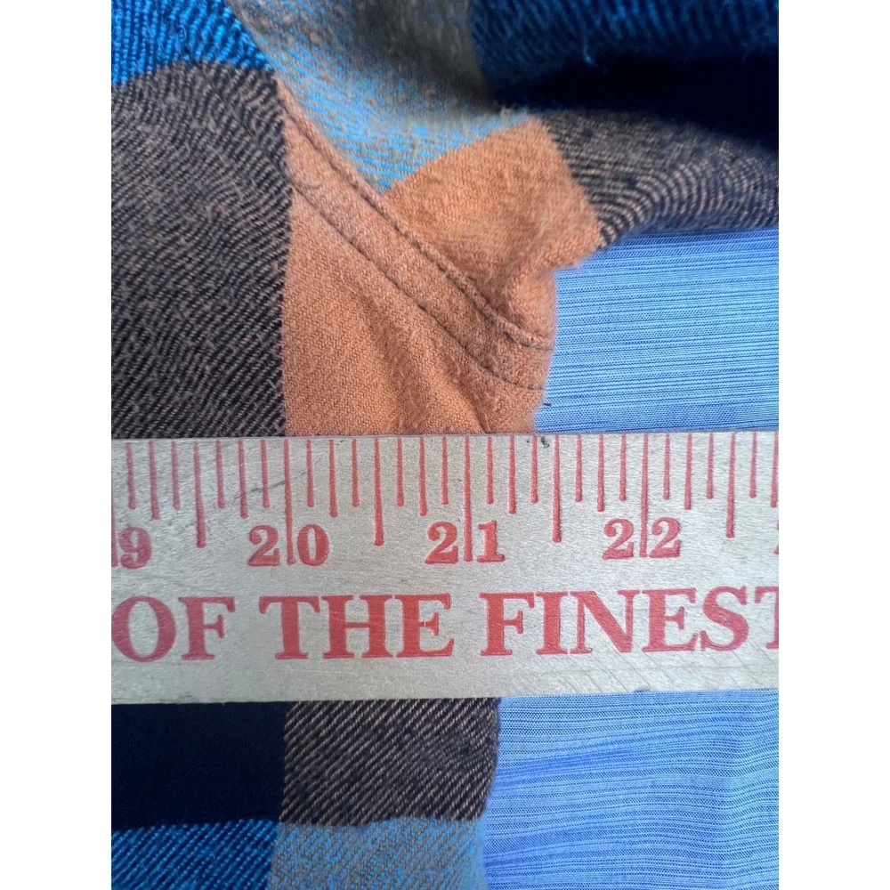Vans Mens Large Flannel Shirt Blue Orange Plaid Button Down Long Sleeve CA23359 - Picture 4 of 6